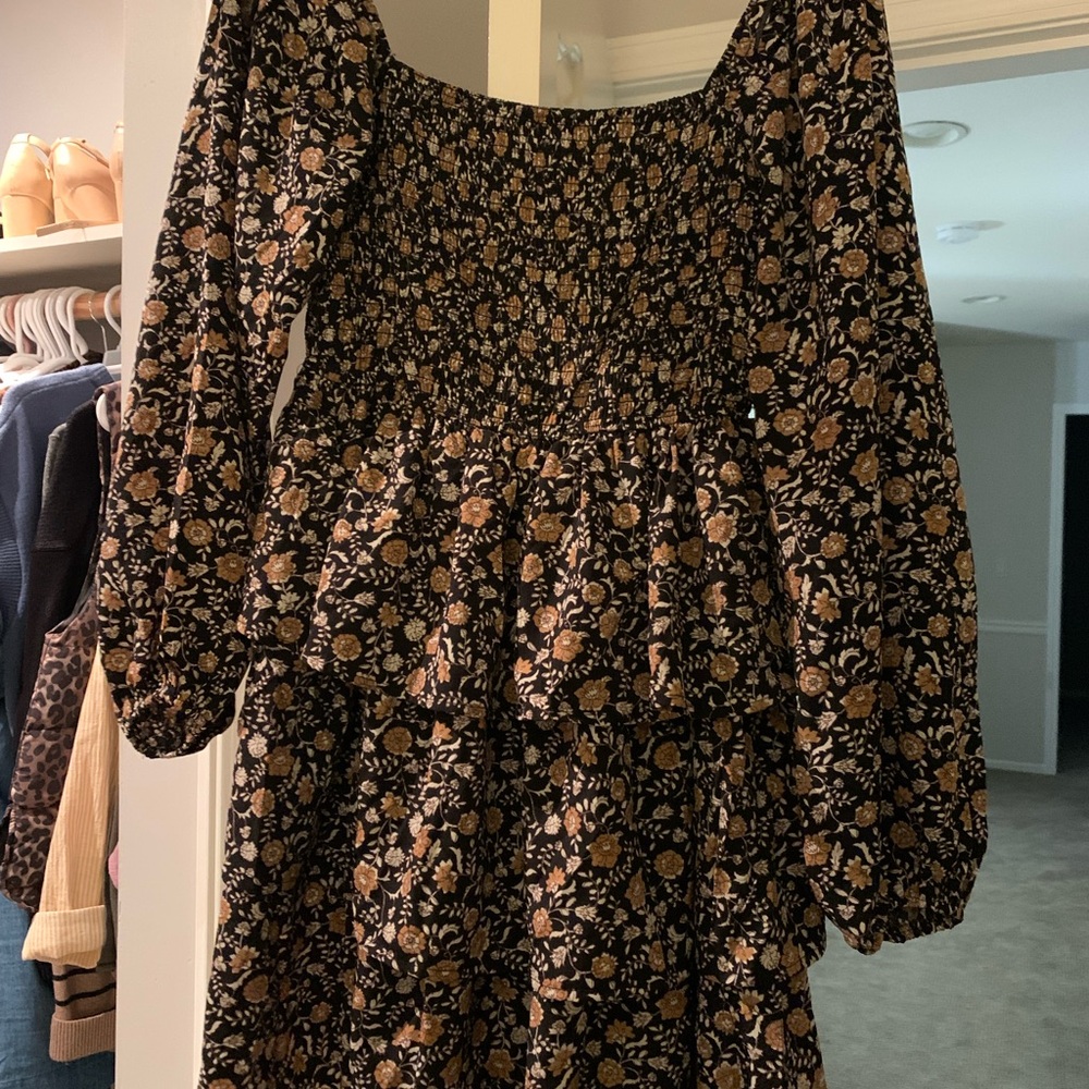 Floral Black and Brown Women's Dress
